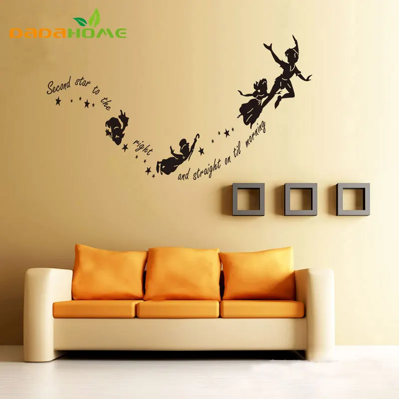 Cartoons Anime Second Star To Kids Wall Stickers Home Decor Wall Art Sofa Living Room vinyl Wall
