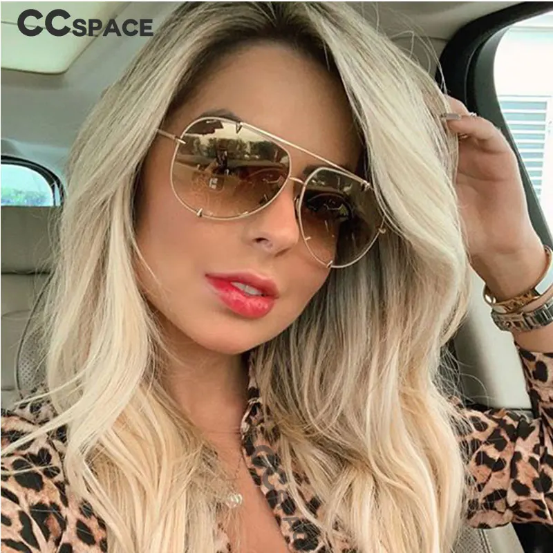 

Lady pilot OVERSIZED Sunglasses XXL Metal Gradient Women Shades Big Frame Gold Black Luxury Brand Glasses Designer UV400