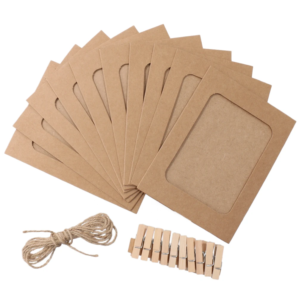 10x DIY Photo Album Scrapbook Corner Sticker PVC Colorful Paper Corner Stickers Photo Frame Decoration Wall Hanging With Clips