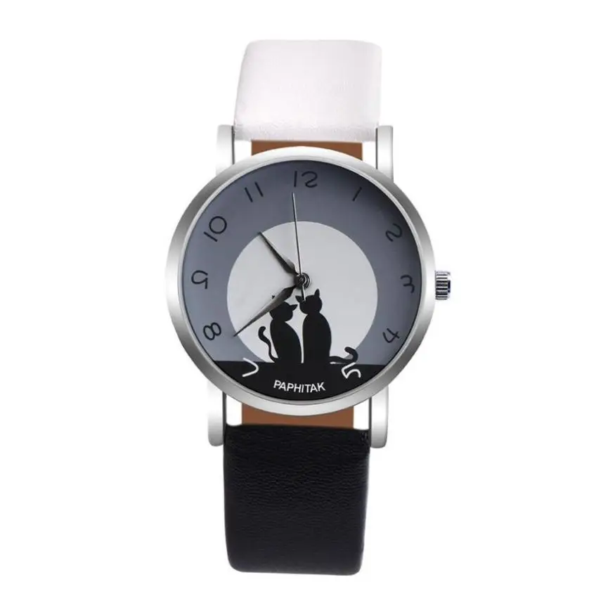 Милый кот печатных Для женщин наручные часы с ремешком из искусственной кожи аналоговые кварцевые наручные часы, часы для мужчин; обувь для женщин и девушек Повседневное спортивные часы reloj mujer - Цвет: I