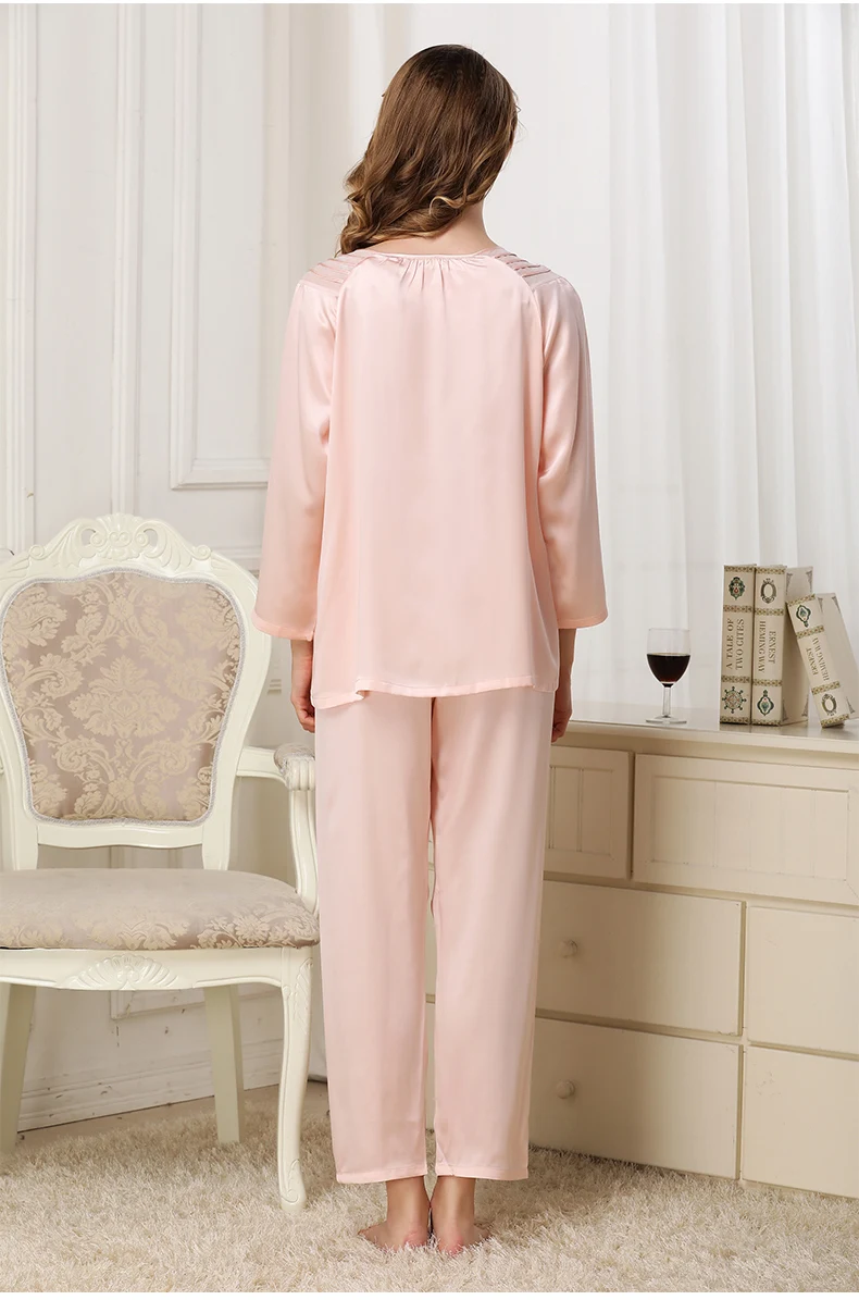 Женская шелковая атласная пижама, пижамный комплект 20189, женская одежда для сна, домашняя одежда, комплект с длинными рукавами и штанами