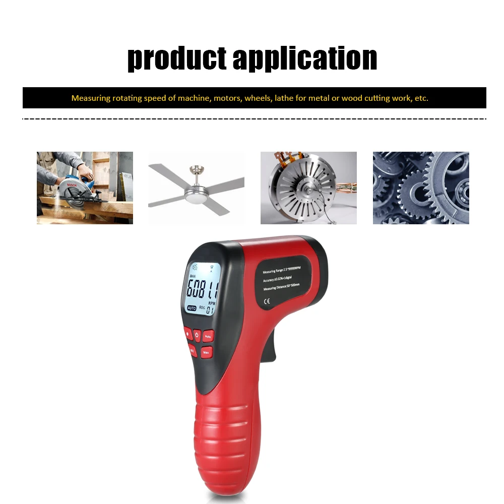 Handheld Digital Photo Tachometer LCD rpm meter Laser Non-Contact Tach Range 2.5-99999RPM Motor Speed Meter +1pc Reflective Tape shooting tachometer