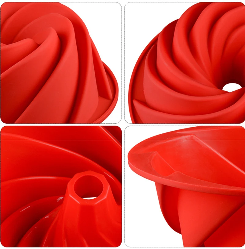 Food Grade 9 inches Silicone Mold Big Swirl Shape Silicone Butter Cake Mould Baking form Tools For Cake Mold Bakery baking dish