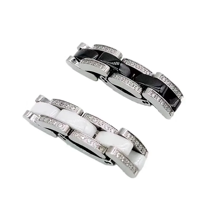 

ZOZIRI famous brand jewelry 925 sterling silver 3A cubic zirconia ceramic ring soft white black ceramics wedding finger ring