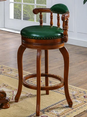 Европейский Стиль Барный стул современный простой кожаный барный стул домашний американский стиль высокий барный стул - Цвет: green SH76cm