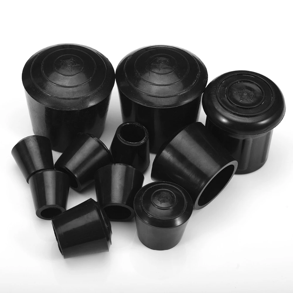 12PCS 10-35mm Inner Diameter Black Round Furniture Chair Table Legs Feet Rubber Covers Floor Protectors Caps