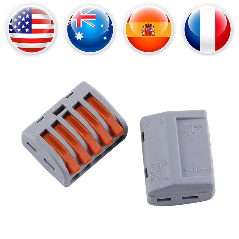 

20pcs/Lot Reusable Spring Lever Terminal Block 2/3/5 Way Electric Cable Connector Wire Terminal Block Waterproof Cable Connector