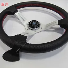 330 мм 1" Серебряный алюминиевый спиц ND гоночный руль Авто Руль кожа