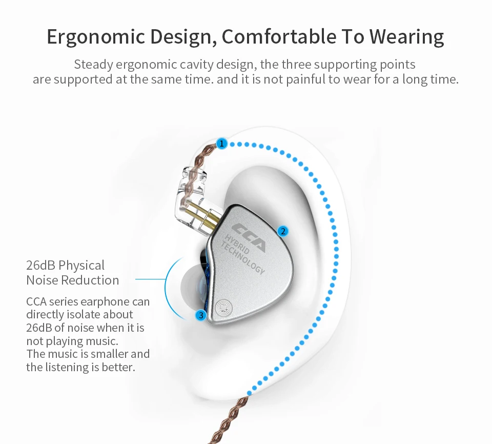 CCA CA4 1BA+ 1DD наушники-вкладыши гибридные в ухо наушники HIFI монитор наушники для бега с detachable Detach 2PIN кабель