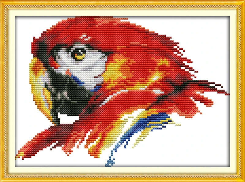 

Hot Scarlet macaw (2) Animals DMC cross stitch kits 14ct white 11ct printed embroidery DIY handmade needle work wall home decor