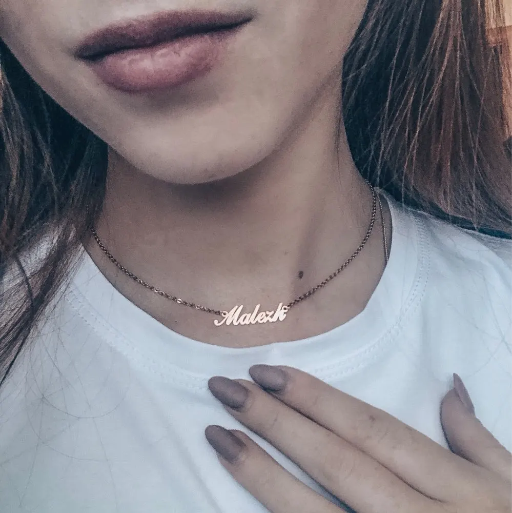 Customized Name Necklace Crown Heart Old English Personalized Stainless Steel Letter Choker Pendants Necklaces Nameplate Gifts