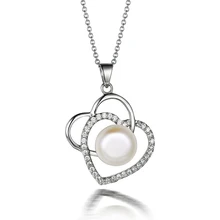 I& zuan 925 пробы Серебряный пресноводный 8-9 мм жемчужный двойной чокер с подвеской в форме сердца ожерелье для женщин натуральный жемчуг хорошее ювелирное изделие