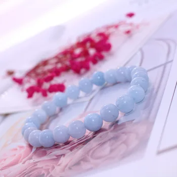 

Wholesale blue Beads Natural Stone Bracelet 100pcs/lot Simple elastic rope Couple romantic charm Jewelry Beads for women gifts