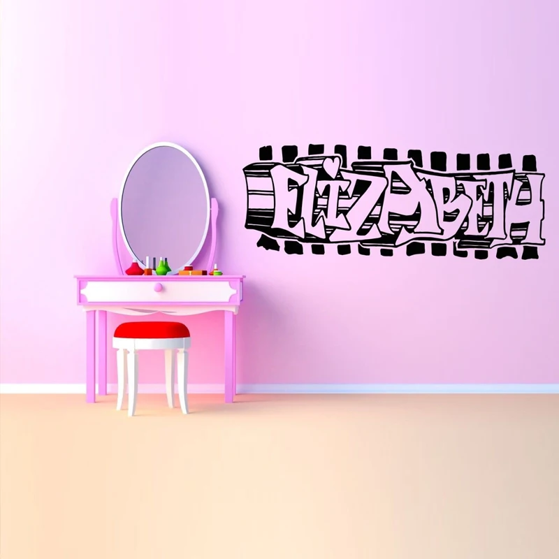 Us 10 98 25 Off Elizabeth Graffiti Name Wall Stickers For Nursery Kids Room Girls Giving Vinyl Removable Wall Decals Bedroom Babies Murals L415 In