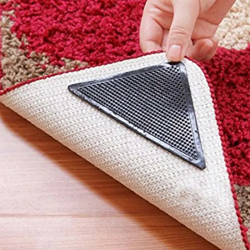 4pcs Rug Carpet Mat Grippers Triangle Non Slip Reusable Washable 4pcs Rug Carpet Mat Grippers Triangle Non Slip Reusable Washable Silicone Anti Skid Door Pad Grip For Home Bathroom Living Room In Bath Mats From