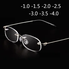Rimless Metal Frame Nearsighted Glass Ultralight Boxed Shortsighted Myopia Glasses Women Men -1.0 -1.5 -2 -2.5 -3 -3.5 -4.0