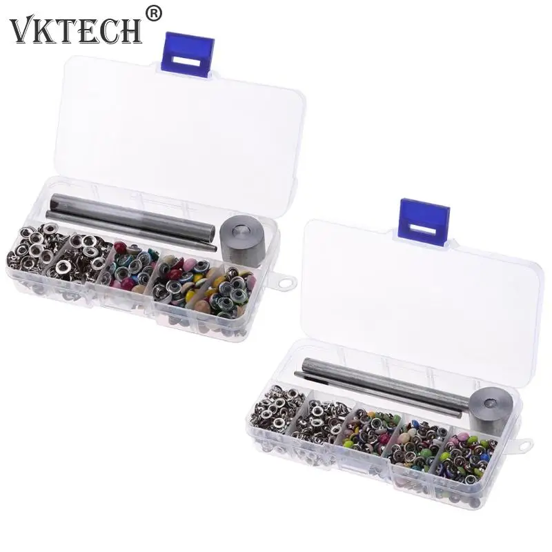

Round Mushroom Rivet with 3pcs Knocking Tool Spikes Metal Eyelet Grommet Kit Set Leather Hole Punch Clothes Accessories