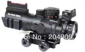 

Free Shipping Tactical 4x32 Compact Prism Rifle Scope Fiber Vector Optics Sight 223 Ballistic Chevron Reticle w/ Two Side Rail