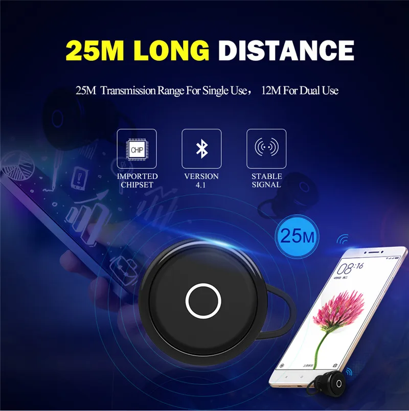 Twins Mini Bluetooth Earphone Handsfree Wireless Dual Earbud Noise Cancelling Headset Mini Wireless Bluetooth Earbud with Mic  (6)