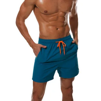 

Male Solid Blue Men Swimwear Quick-drying Breathable Shorts Board Beach Shorts Men Swim Cool Shorts Drawstring Swimwear Pants