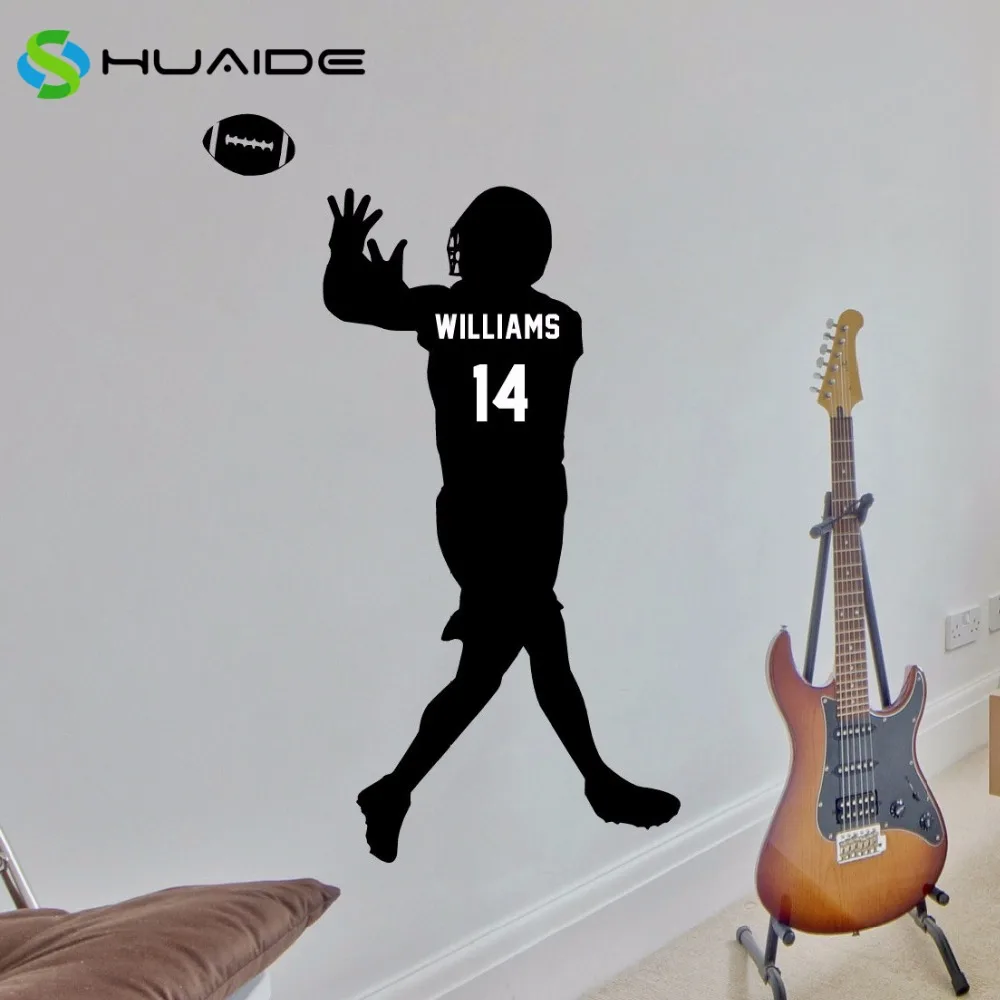 Personalized Football Jersey Wall Decal Custom Wide Receiver Decal Boys Sport Wall Sticker