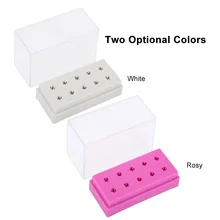 10 отверстий розовые сверла для ногтей контейнер пластиковые сверла для ногтей дисплей стойки коробка маникюрная пилка сверло коробка