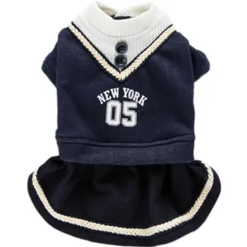 

2019 Deep Blue Dog Coat Solid School Style Spring&Autumn Jacket Dress Pug Schnauzer Small Dogs Clothes Pet Outfit Clothing XS-XL