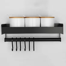 Дырокол полка настенный черный контейнер для ножей держатель настенный приправа подвесной стеллаж для хранения стержень Кухня хранения XI3081558