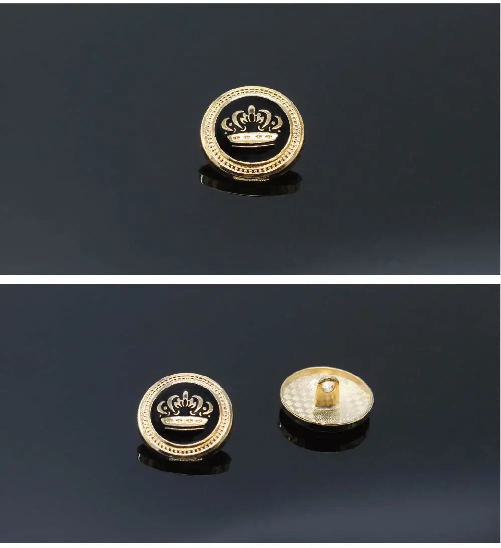 10 шт. высокое количество диаметр 22 мм blakc с золотой Металлическая корона кнопка, аксессуары для одежды, рубашка, брендовые пуговицы