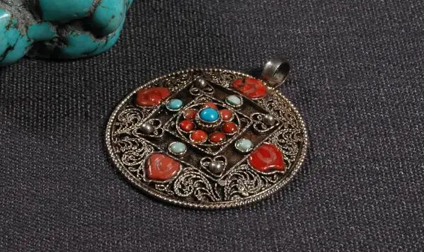 Ручной работы 925 Серебряный богемский кулон Тибетский удача кулон счастливый ювелирное ожерелье кулон подарок