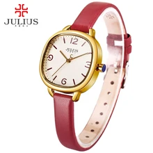 JULIUS Amour Bracelet Montres Femmes Robe De Mode En Cuir Montres Étanche Carré Dames Montres Top Marque De Luxe wacht JA-928