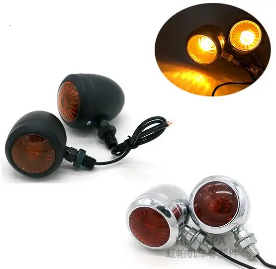 

2PCS Metal Motorcycle Turn Signal Indicator Light Lamp Bulb For Harley /Cafe /Racer