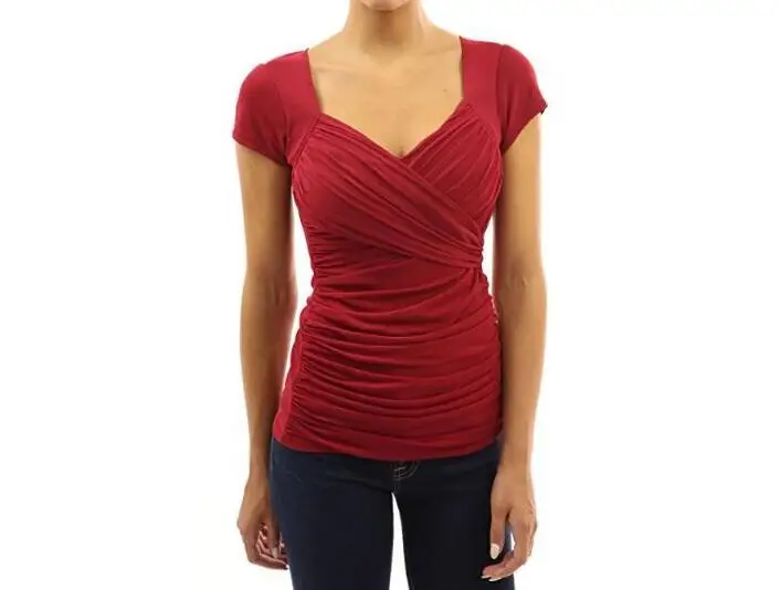 Женская летняя футболка, сексуальные топы с коротким рукавом и крестиком спереди, топы черного, розового, красного, конфетного цвета, футболки размера плюс 3XL