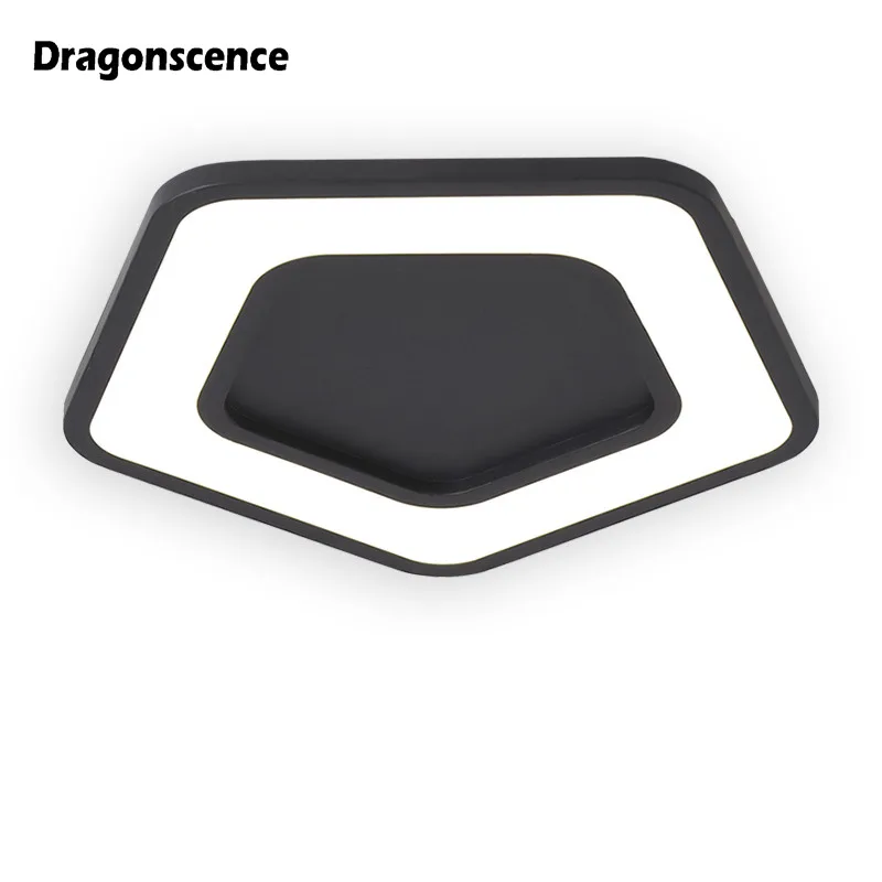 

Dragonscence Modern LED ceiling chandelier for Living bedroom Ultra-thin 4cm black White Pentagon luxury chandelier lighting
