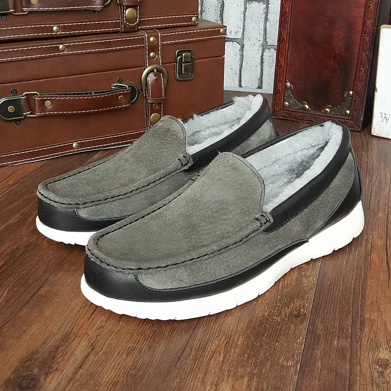 

The first layer of leather spell pig eight Ge thick wool men's casual shoes bottom Doug pedal loafer shoes in winter