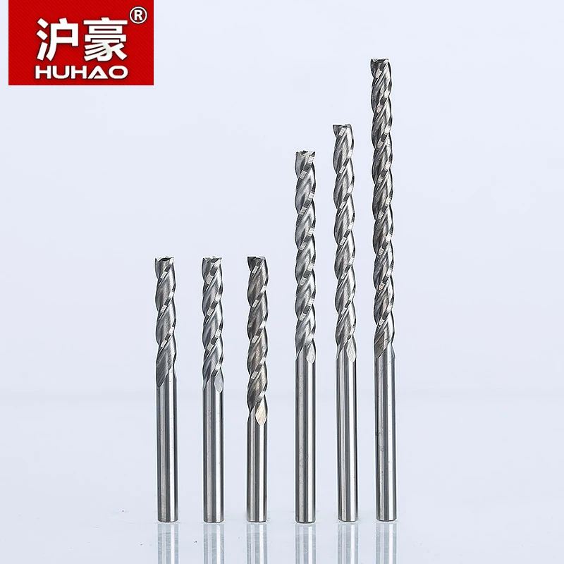 HUHAO 5pc/lo 3.175mm 3 Flute Spiral Cutter Router Bits For Wood CNC End Mill Carbide Milling Tugster Steel | Инструменты
