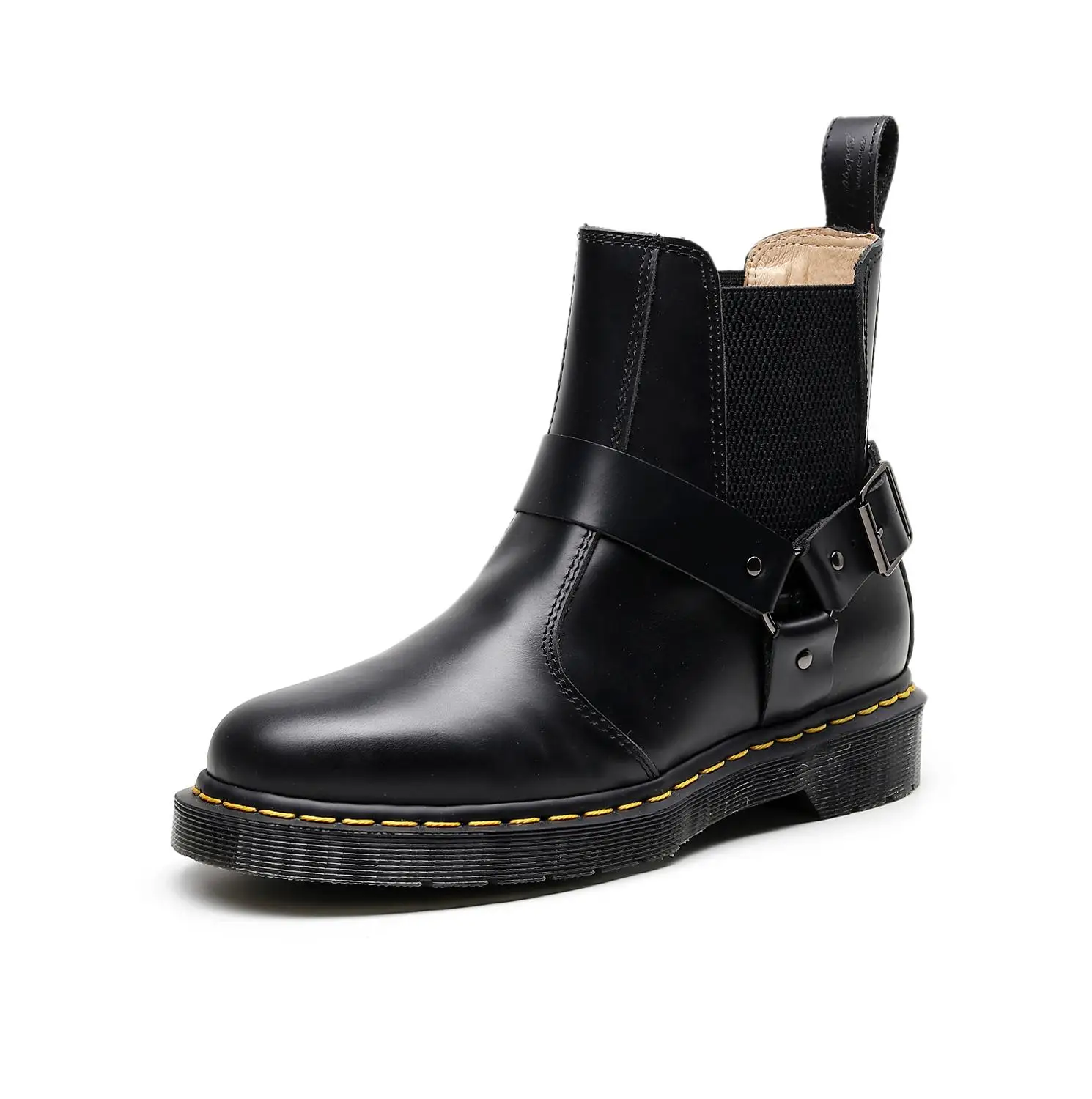 

Women Chelsea Ankle Short Motorcycle Boots Block Heels Platform Slip On Round Toe Fashion Work Winter Snow Boots 5#18D50