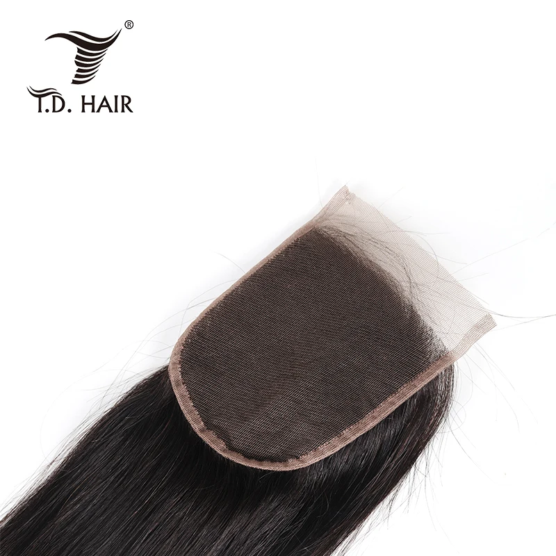 Tddhair бразильские прямые 4*4 Кружева Закрытие человеческих волос Кружева Закрытие С Детские волосы бесплатно/средник/три части