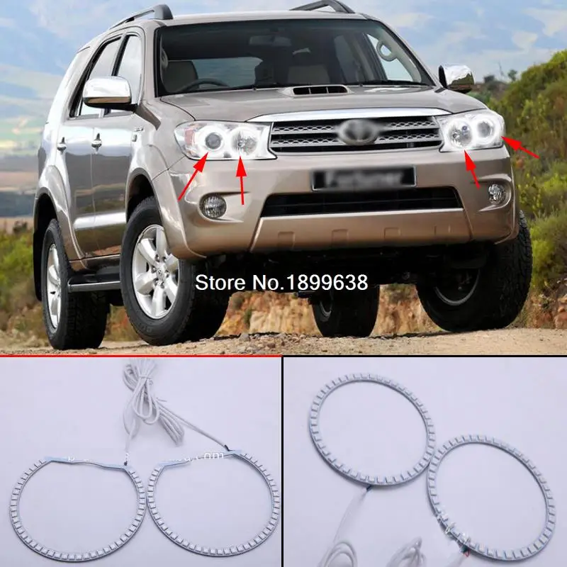 

4pcs Super bright 7 color RGB LED Angel Eyes Kit with a remote control car styling For Toyota FORTUNER 2008 2009 2010