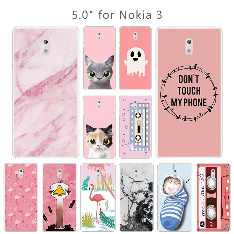5.0'' Back Cover For Nokia 3 Case Transparent Soft Silicone TPU Fundas Pink Coque Phone Cases Shell Nokia3 Bag |