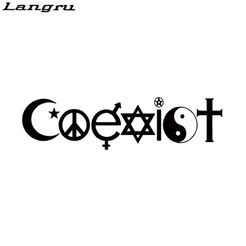 

Langru Hot Sale Coexist Decal For Car Truck Bumper Sticker Funny Peace Hippie Creative Decorative JDM