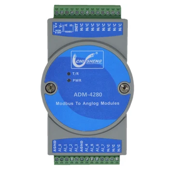

8-way 0/4-20 mA current or 0-10 V voltage to RS485 Modbus analog converter