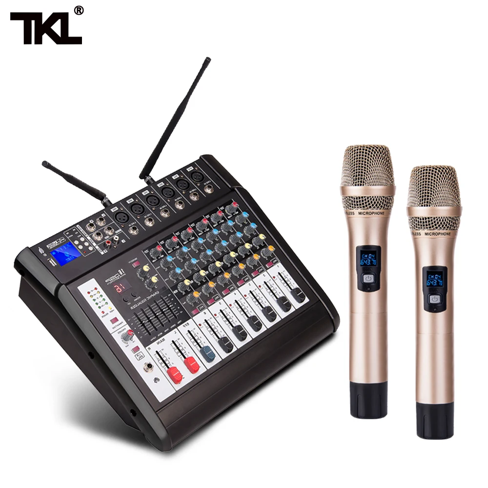 TKL 6 Channel Mixer with Power Amplifier Wireless Microphone Effector
