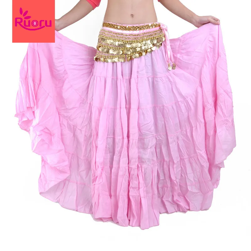 Ruoru 100% Linen Belly Dance Gypsy Skirt Belly Dancing Gypsy Dress Gitana Tribal Belly Dance 15 Colors Bellydance Costume Women