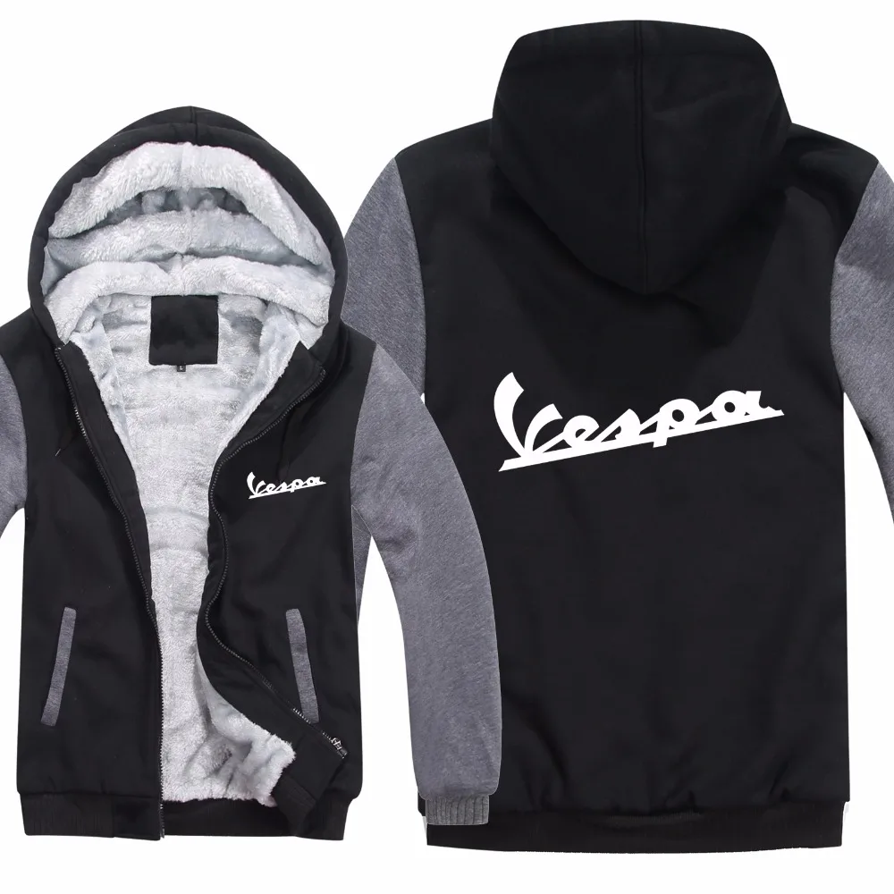

Vespa Hoodies Jacket Winter Men Casual Wool Liner Fleece Vespa Scooter Sweatshirts Hoody Pullover