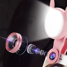 1 Мода светодиодный селфи свет Объективы для телефонов заполнить свет+ 0.62X Широкий формат объектив+ 20X макрообъектив комплект для iPhone samsung телефоны