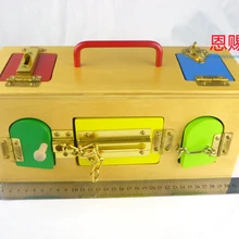 2065 Замок Коробки практики повседневной жизни для малышей раннего возраста развивать материалы montessori образовательные развивающие игрушки из дерева toys2013