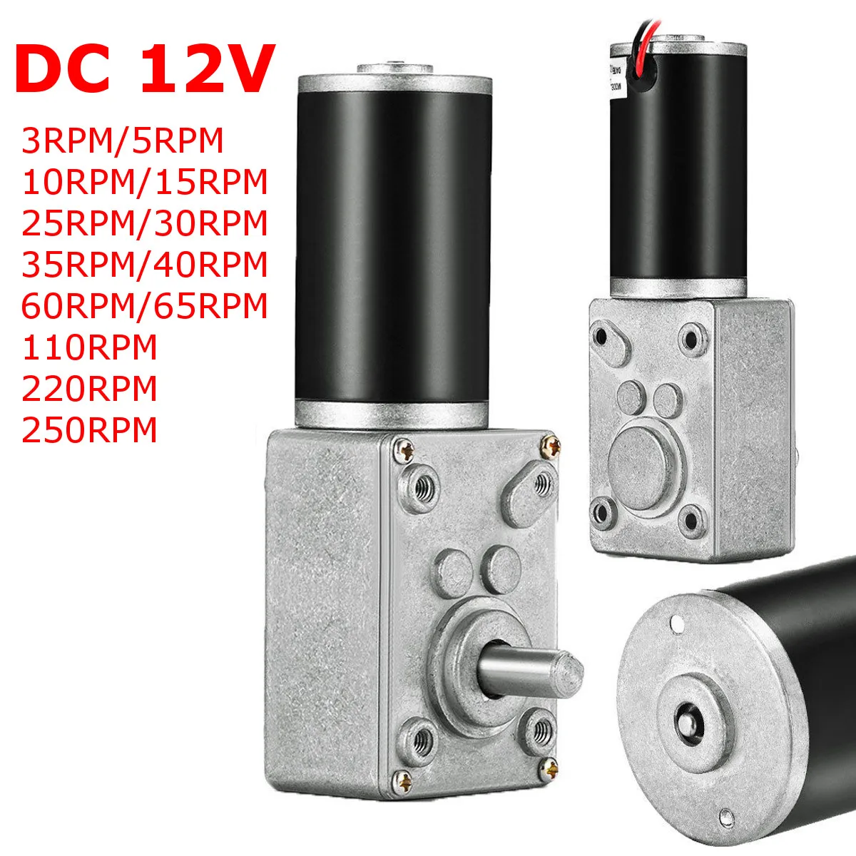 

12V DC 5-250Turn Micro Gear Motor Box High Torque Electric Power Turbo Speed Reducer Worm Geared Reversible