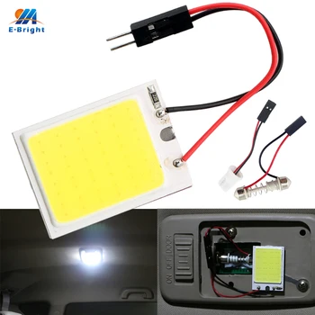 

YM E-Bright 200 PCS 24 SMD COB Chip 24LED 12V DC Panel Lamps With T10 + Festoon Adapters White LED Free Shipping 240 L