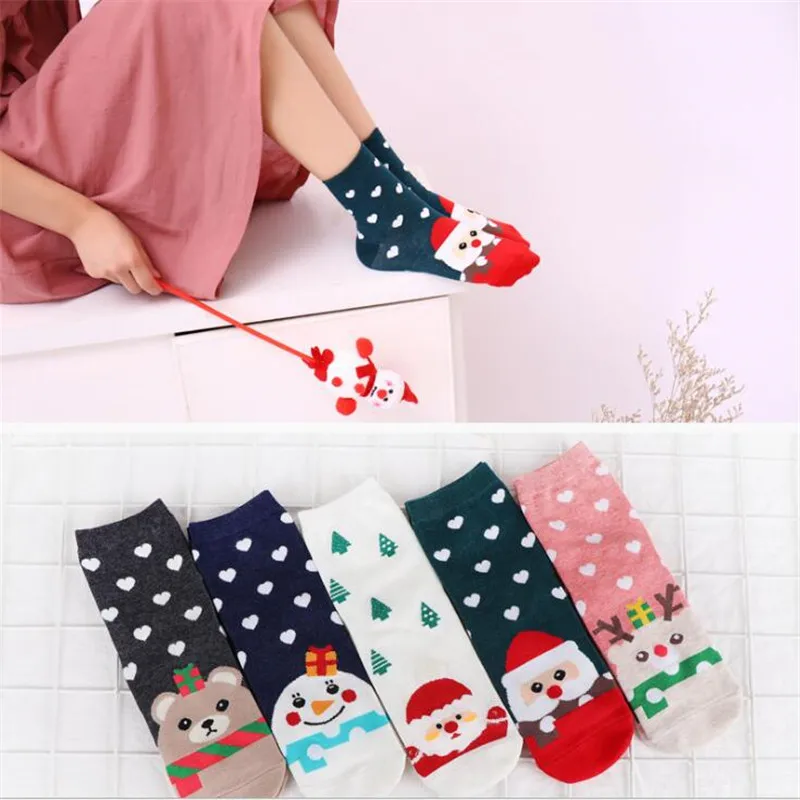 

Cute Cotton Socks 2018 Warm Santa Claus Sock Elk Autumn Winter Sock Cartoon Snowman Socks Ladies Soft Fun Christmas Gifts